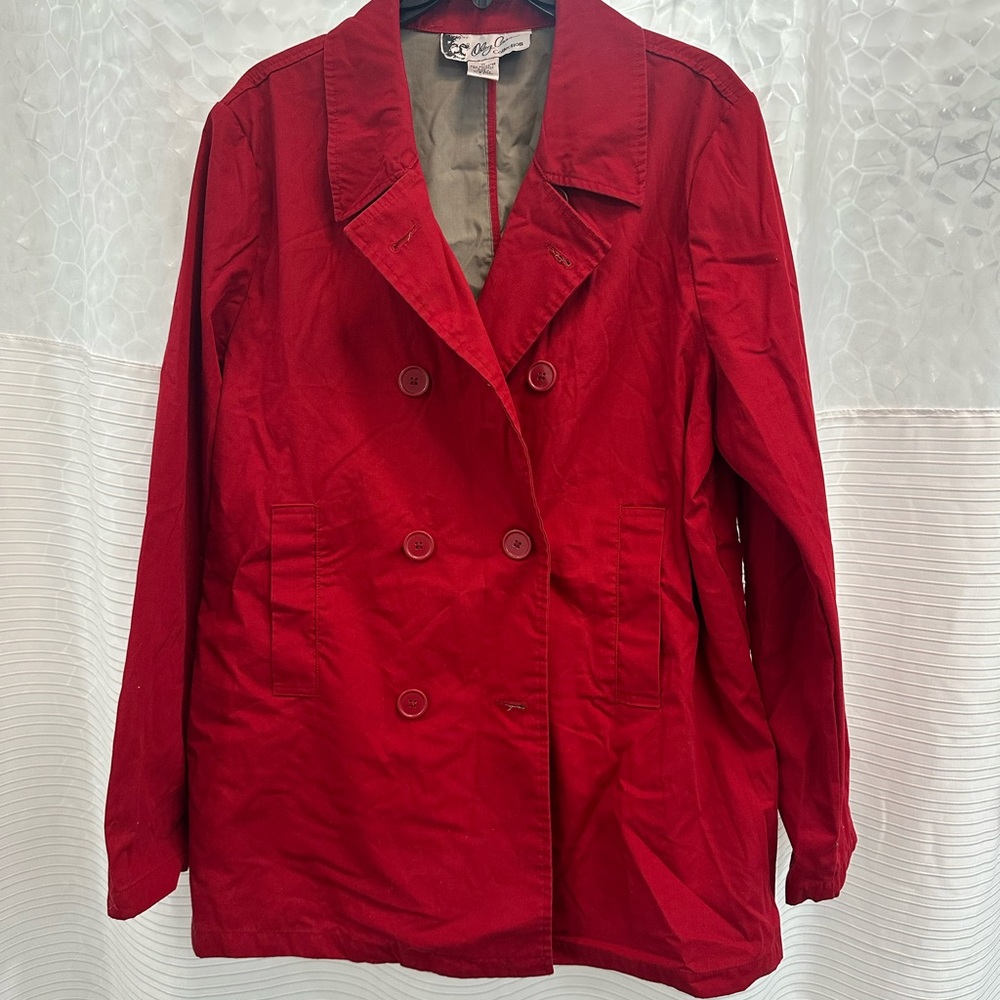 Oleg Cassini Women's Red Pea Coat